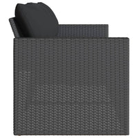Thumbnail for Gartensofa mit Kissen 3-Sitzer Schwarz Poly Rattan