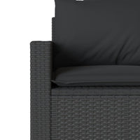 Thumbnail for Gartensofa mit Kissen 3-Sitzer Schwarz Poly Rattan