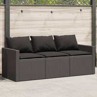 Thumbnail for Gartensofa mit Kissen 3-Sitzer Schwarz Poly Rattan
