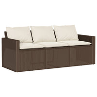 Thumbnail for Gartensofa mit Kissen 3-Sitzer Braun Poly Rattan