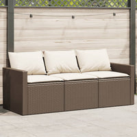Thumbnail for Gartensofa mit Kissen 3-Sitzer Braun Poly Rattan