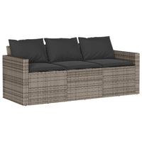 Thumbnail for Gartensofa mit Kissen 3-Sitzer Grau Poly Rattan