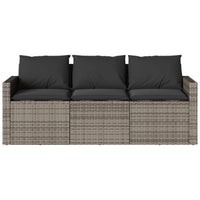 Thumbnail for Gartensofa mit Kissen 3-Sitzer Grau Poly Rattan