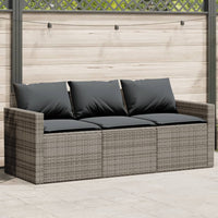 Thumbnail for Gartensofa mit Kissen 3-Sitzer Grau Poly Rattan