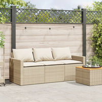 Thumbnail for Gartensofa mit Kissen 3-Sitzer Beige Poly Rattan