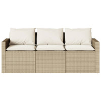 Thumbnail for Gartensofa mit Kissen 3-Sitzer Beige Poly Rattan