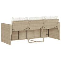 Thumbnail for Gartensofa mit Kissen 3-Sitzer Beige Poly Rattan