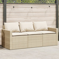 Thumbnail for Gartensofa mit Kissen 3-Sitzer Beige Poly Rattan