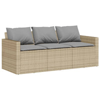 Thumbnail for Gartensofa mit Kissen 3-Sitzer Beige Poly Rattan