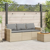 Thumbnail for Gartensofa mit Kissen 3-Sitzer Beige Poly Rattan