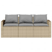 Thumbnail for Gartensofa mit Kissen 3-Sitzer Beige Poly Rattan