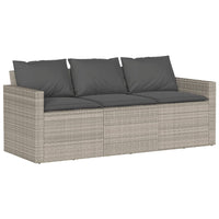 Thumbnail for Gartensofa mit Kissen 3-Sitzer Hellgrau Poly Rattan
