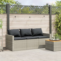 Thumbnail for Gartensofa mit Kissen 3-Sitzer Hellgrau Poly Rattan
