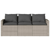 Thumbnail for Gartensofa mit Kissen 3-Sitzer Hellgrau Poly Rattan