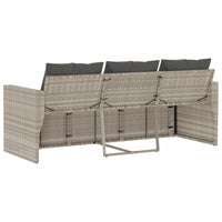 Thumbnail for Gartensofa mit Kissen 3-Sitzer Hellgrau Poly Rattan