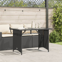 Thumbnail for Gartentisch mit Glasplatte Schwarz 110x68x70 cm Poly Rattan