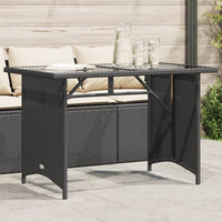 Thumbnail for Gartentisch mit Glasplatte Schwarz 110x68x70 cm Poly Rattan