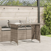 Thumbnail for Gartentisch mit Glasplatte Grau 110x68x70 cm Poly Rattan