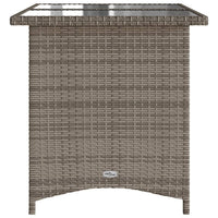Thumbnail for Gartentisch mit Glasplatte Grau 110x68x70 cm Poly Rattan