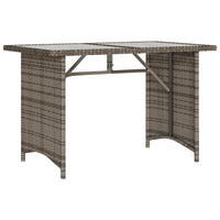 Thumbnail for Gartentisch mit Glasplatte Grau 110x68x70 cm Poly Rattan