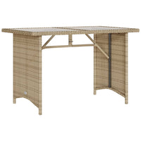 Thumbnail for Gartentisch mit Glasplatte Beige 110x68x70 cm Poly Rattan