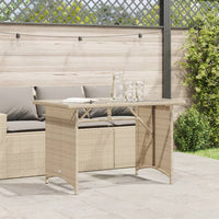 Thumbnail for Gartentisch mit Glasplatte Beige 110x68x70 cm Poly Rattan