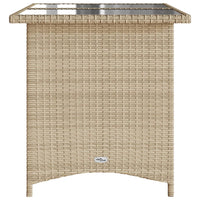 Thumbnail for Gartentisch mit Glasplatte Beige 110x68x70 cm Poly Rattan