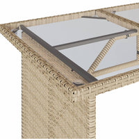 Thumbnail for Gartentisch mit Glasplatte Beige 110x68x70 cm Poly Rattan