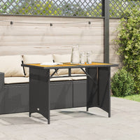 Thumbnail for Gartentisch mit Holzplatte Schwarz 110x68x70 cm Poly Rattan