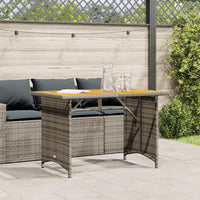 Thumbnail for Gartentisch mit Holzplatte Grau 110x68x70 cm Poly Rattan