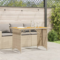 Thumbnail for Gartentisch mit Holzplatte Beige 110x68x70 cm Poly Rattan