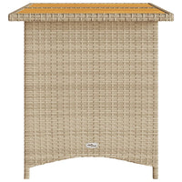Thumbnail for Gartentisch mit Holzplatte Beige 110x68x70 cm Poly Rattan