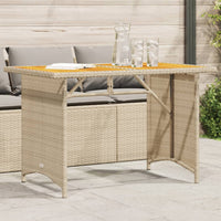 Thumbnail for Gartentisch mit Holzplatte Beige 110x68x70 cm Poly Rattan