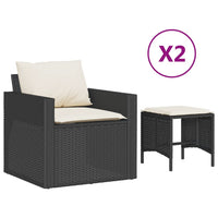 Thumbnail for 4-tlg. Garten-Sofagarnitur mit Kissen Schwarz Poly Rattan
