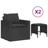 Thumbnail for 4-tlg. Garten-Sofagarnitur mit Kissen Schwarz Poly Rattan