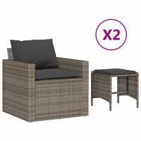 Thumbnail for 4-tlg. Garten-Sofagarnitur mit Kissen Grau Poly Rattan