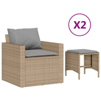 Thumbnail for 4-tlg. Garten-Sofagarnitur mit Kissen Beige Poly Rattan