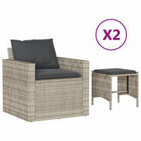 Thumbnail for 4-tlg. Garten-Sofagarnitur mit Kissen Hellgrau Poly Rattan