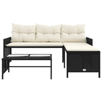 Thumbnail for Gartensofa in L-Form mit Tisch und Kissen Schwarz Poly Rattan