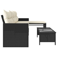Thumbnail for Gartensofa in L-Form mit Tisch und Kissen Schwarz Poly Rattan