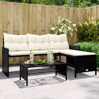 Thumbnail for Gartensofa in L-Form mit Tisch und Kissen Schwarz Poly Rattan