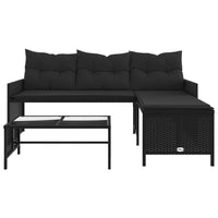 Thumbnail for Gartensofa in L-Form mit Tisch und Kissen Schwarz Poly Rattan