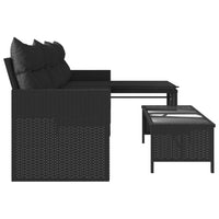 Thumbnail for Gartensofa in L-Form mit Tisch und Kissen Schwarz Poly Rattan