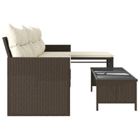 Thumbnail for Gartensofa in L-Form mit Tisch und Kissen Braun Poly Rattan