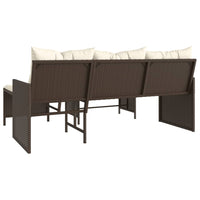 Thumbnail for Gartensofa in L-Form mit Tisch und Kissen Braun Poly Rattan