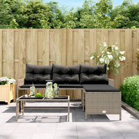 Thumbnail for Gartensofa in L-Form mit Tisch und Kissen Grau Poly Rattan