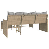 Thumbnail for Gartensofa in L-Form mit Tisch und Kissen Beige Poly Rattan