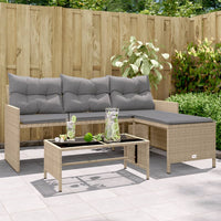 Thumbnail for Gartensofa in L-Form mit Tisch und Kissen Beige Poly Rattan