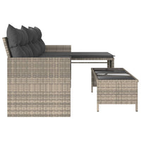Thumbnail for Gartensofa in L-Form mit Tisch und Kissen Hellgrau Poly Rattan