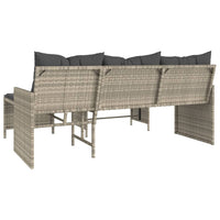 Thumbnail for Gartensofa in L-Form mit Tisch und Kissen Hellgrau Poly Rattan